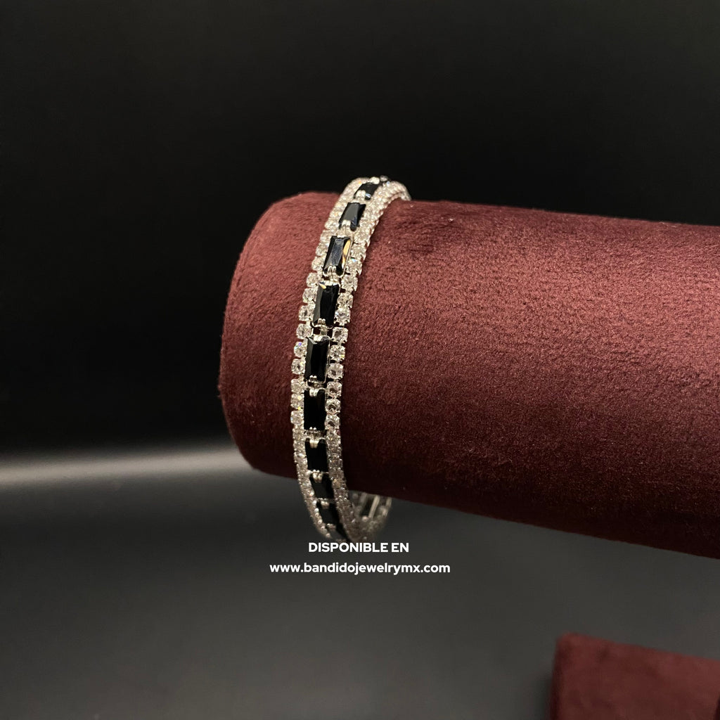 Baguette Negro Chapado Plata Ice