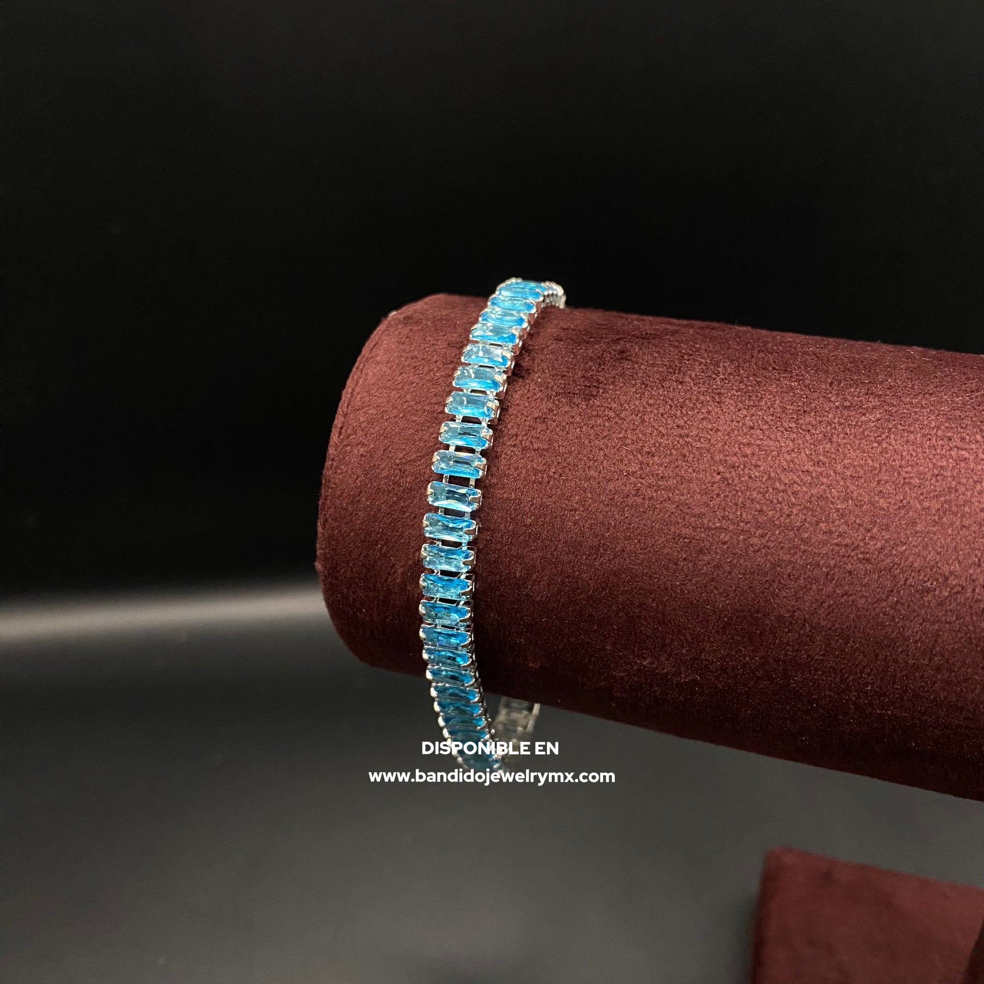 Baguette Azul Sky Chapado en Plata