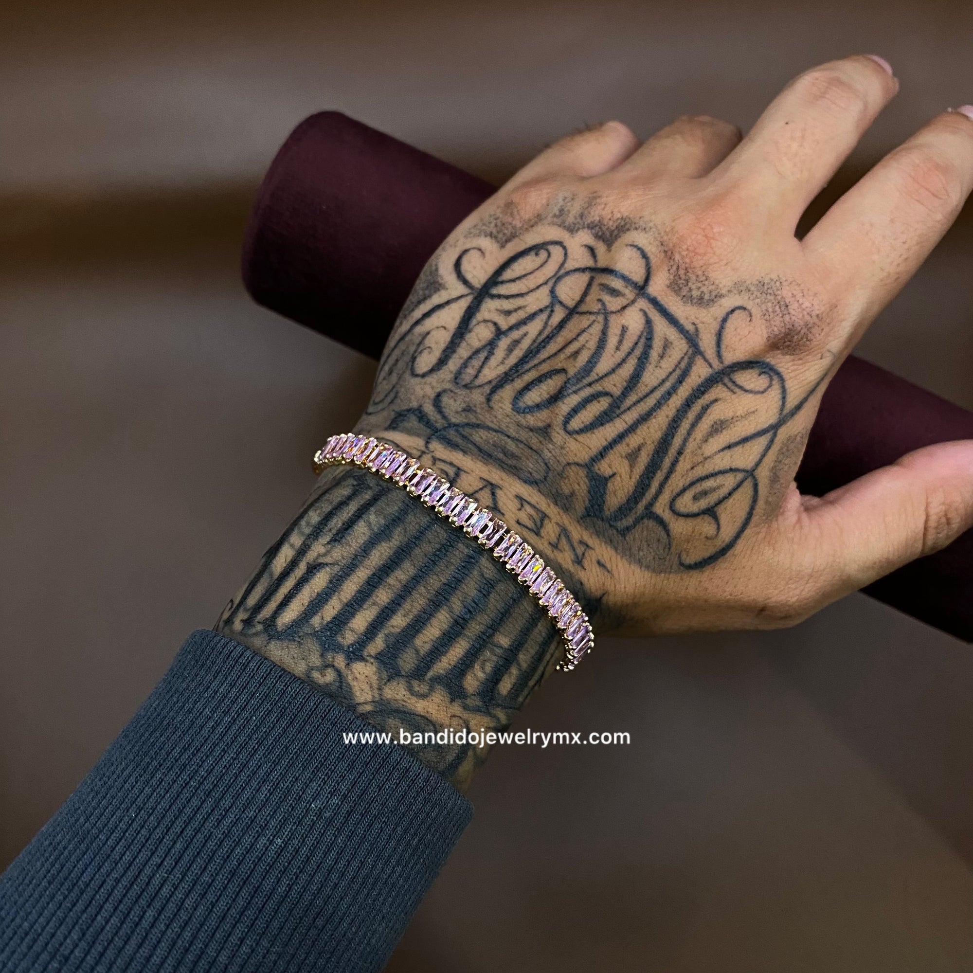 Baguette Rosa Oro Laminado 18k