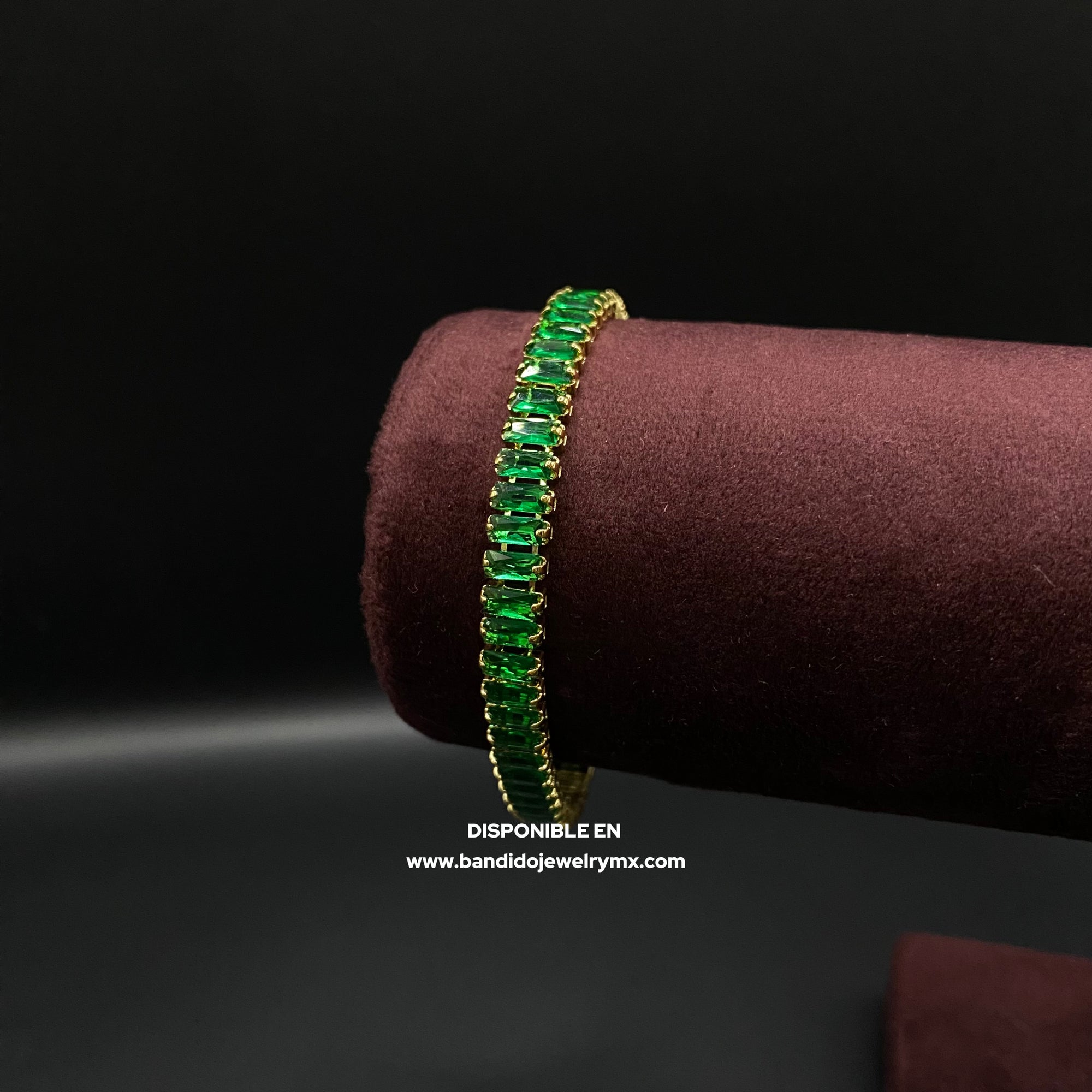 Baguette Verde Oro Laminado 18k