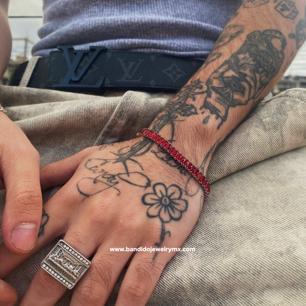 Baguette Rojo Chapado en Plata