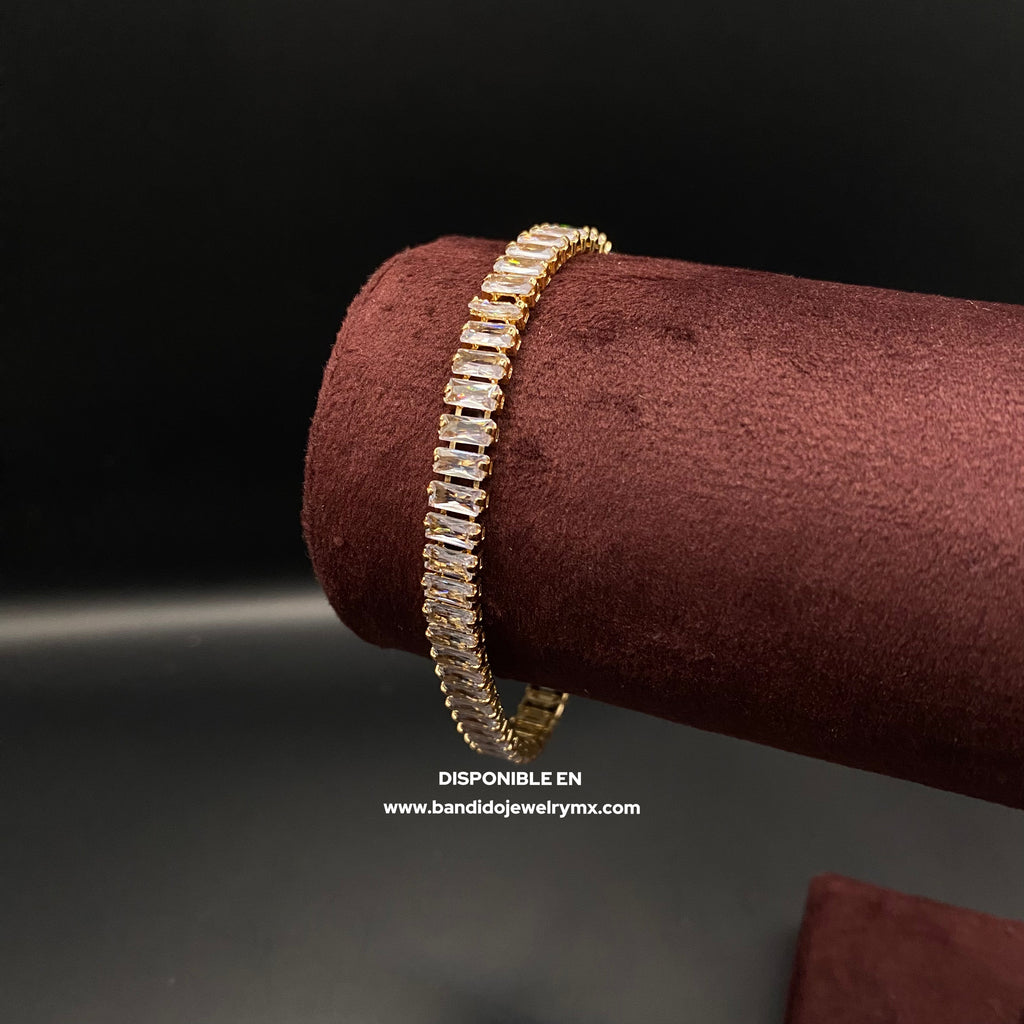 Baguette Blanco Oro Laminado 18k