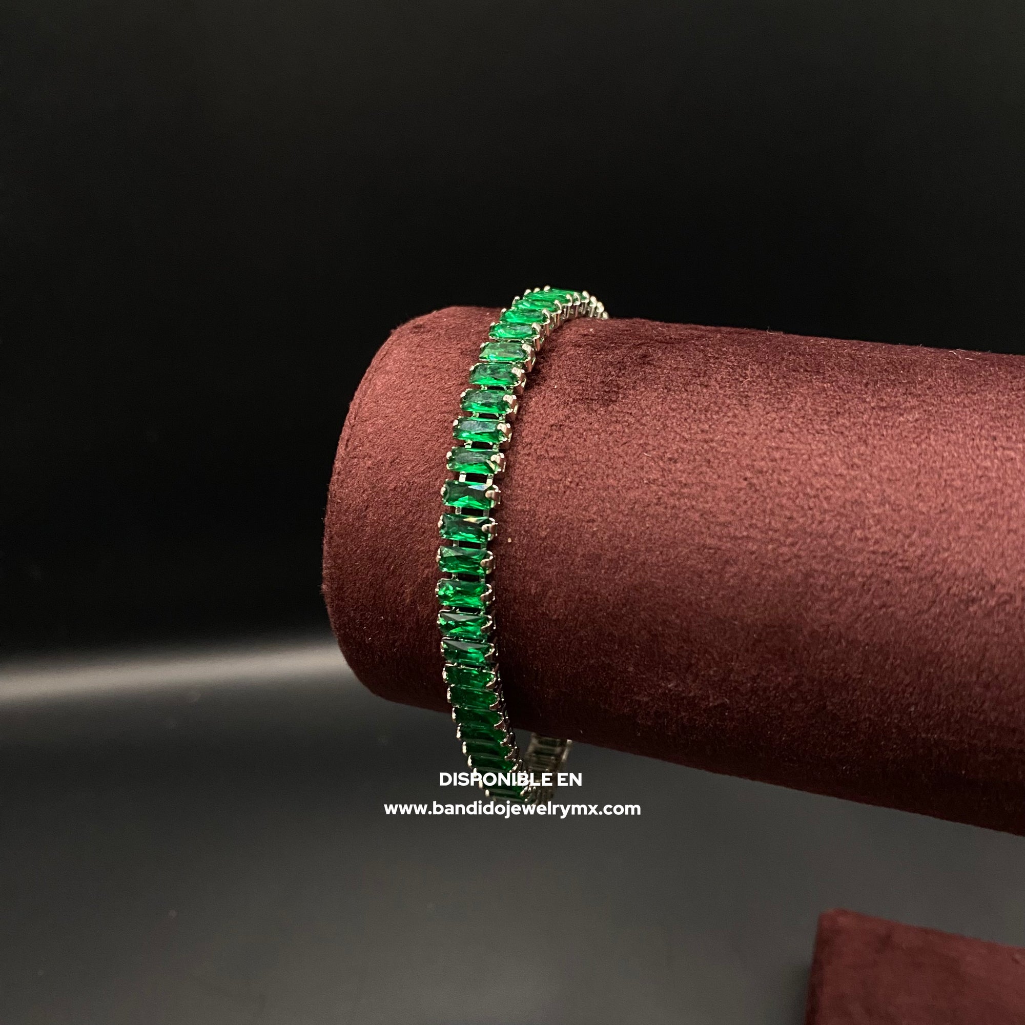 Baguette Verde Chapado en Plata