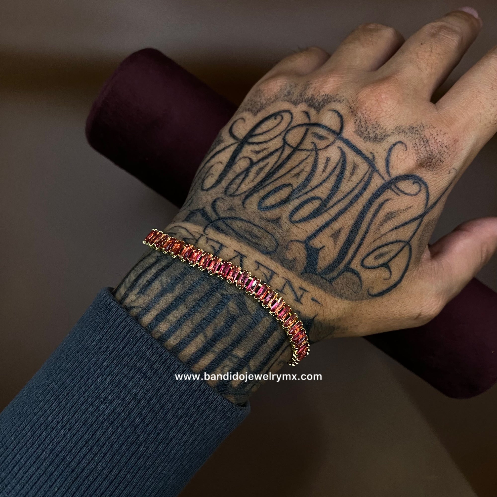 Baguette Coral Oro Laminado 18k