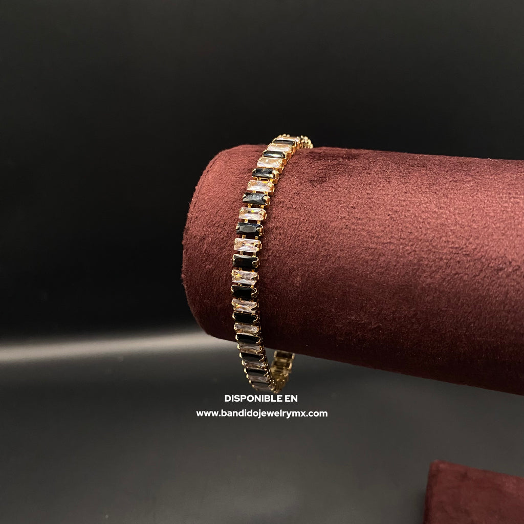 Baguette Negro/Blanco Oro Laminado 18k