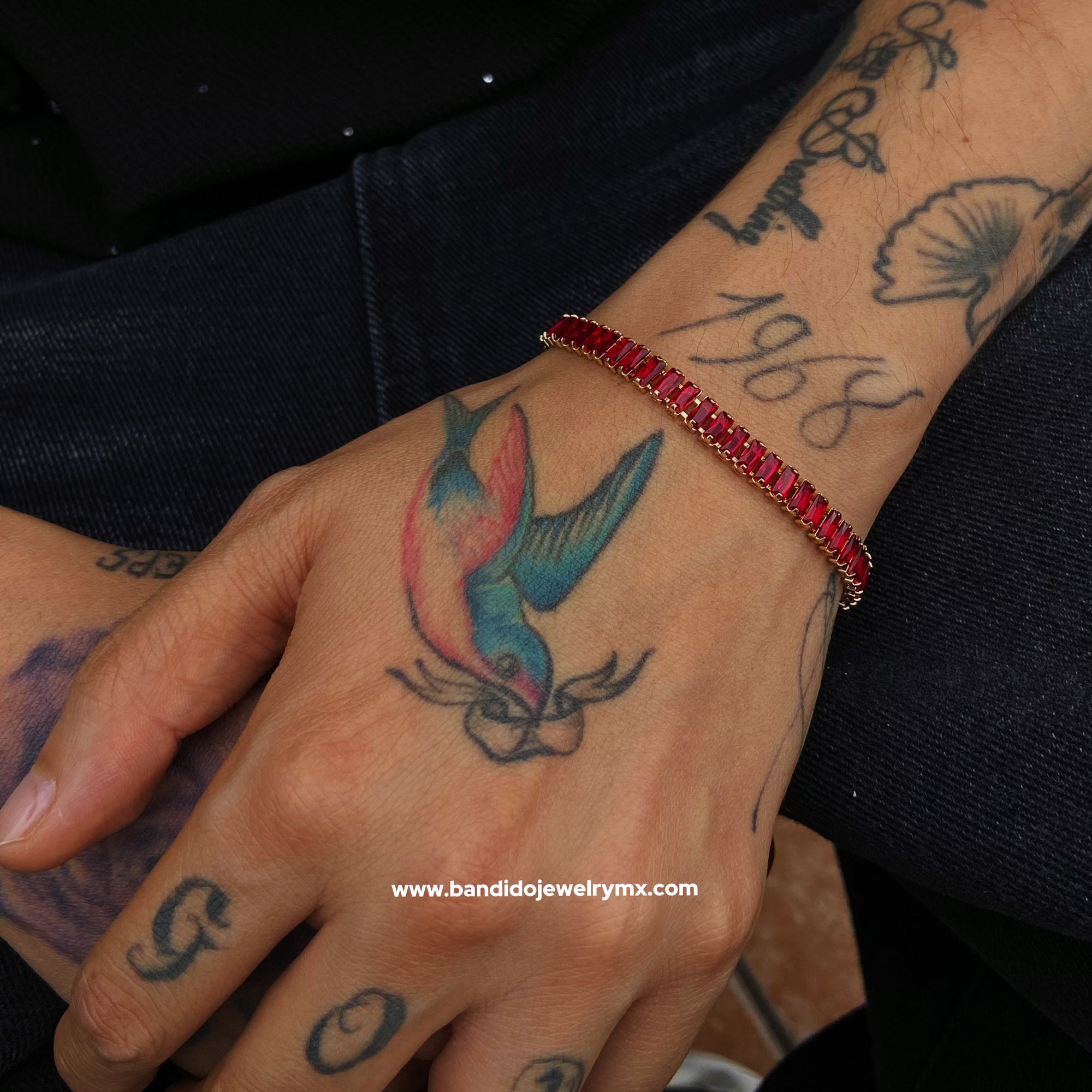 Baguette Rojo Oro Laminado 18k