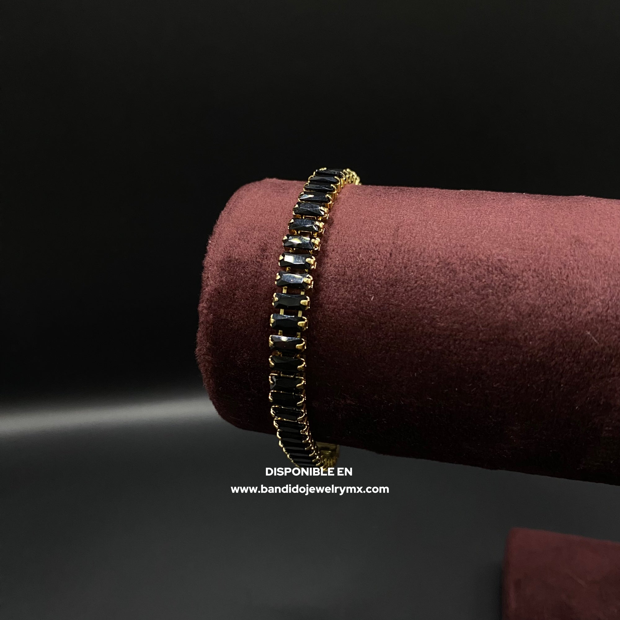 Baguette Negro Oro Laminado 18k