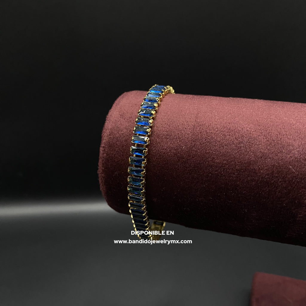 Baguette Zafiro Oro Laminado 18k