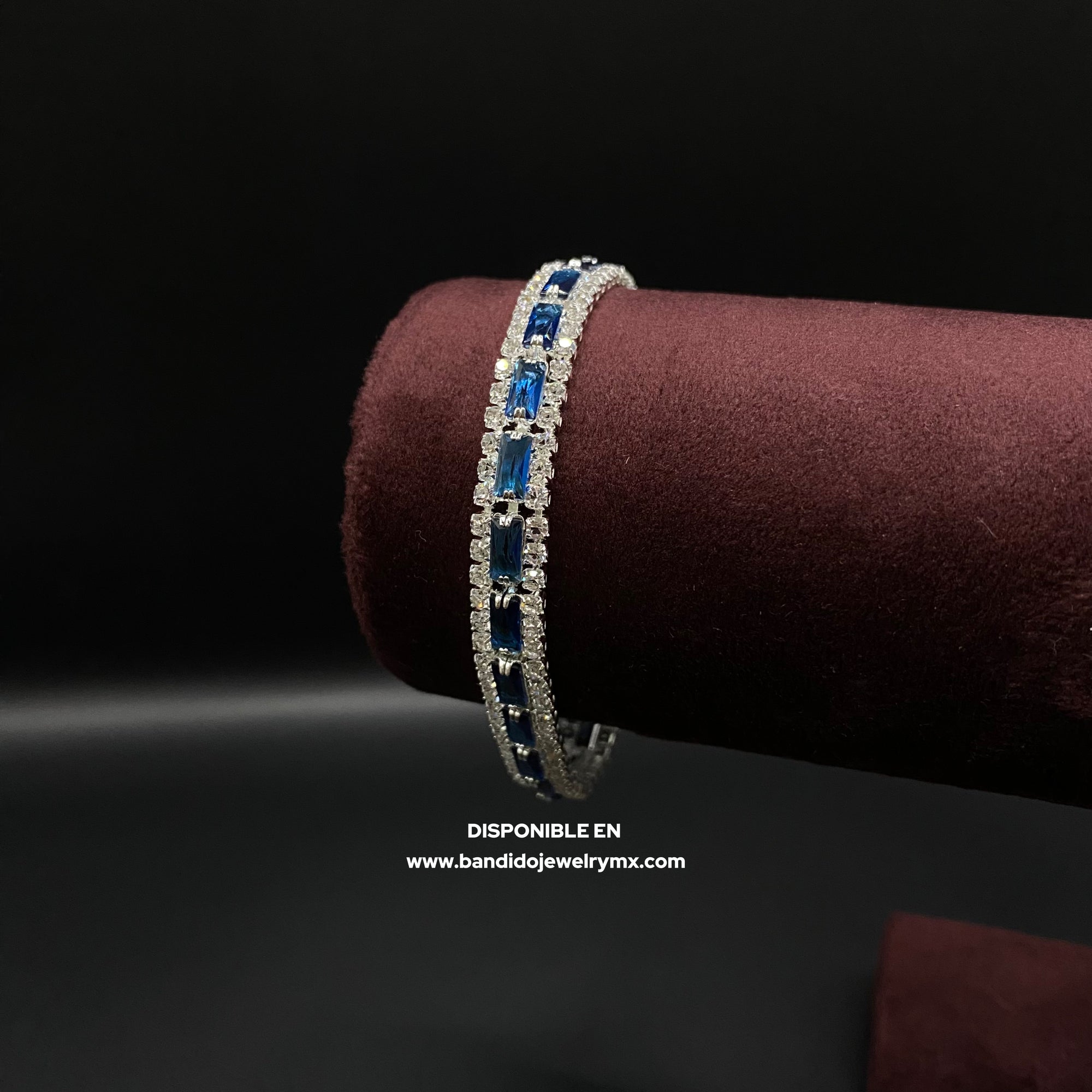 Baguette Azul Royal Chapado Plata Ice