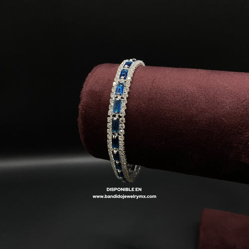 Baguette Azul Royal Chapado Plata Ice