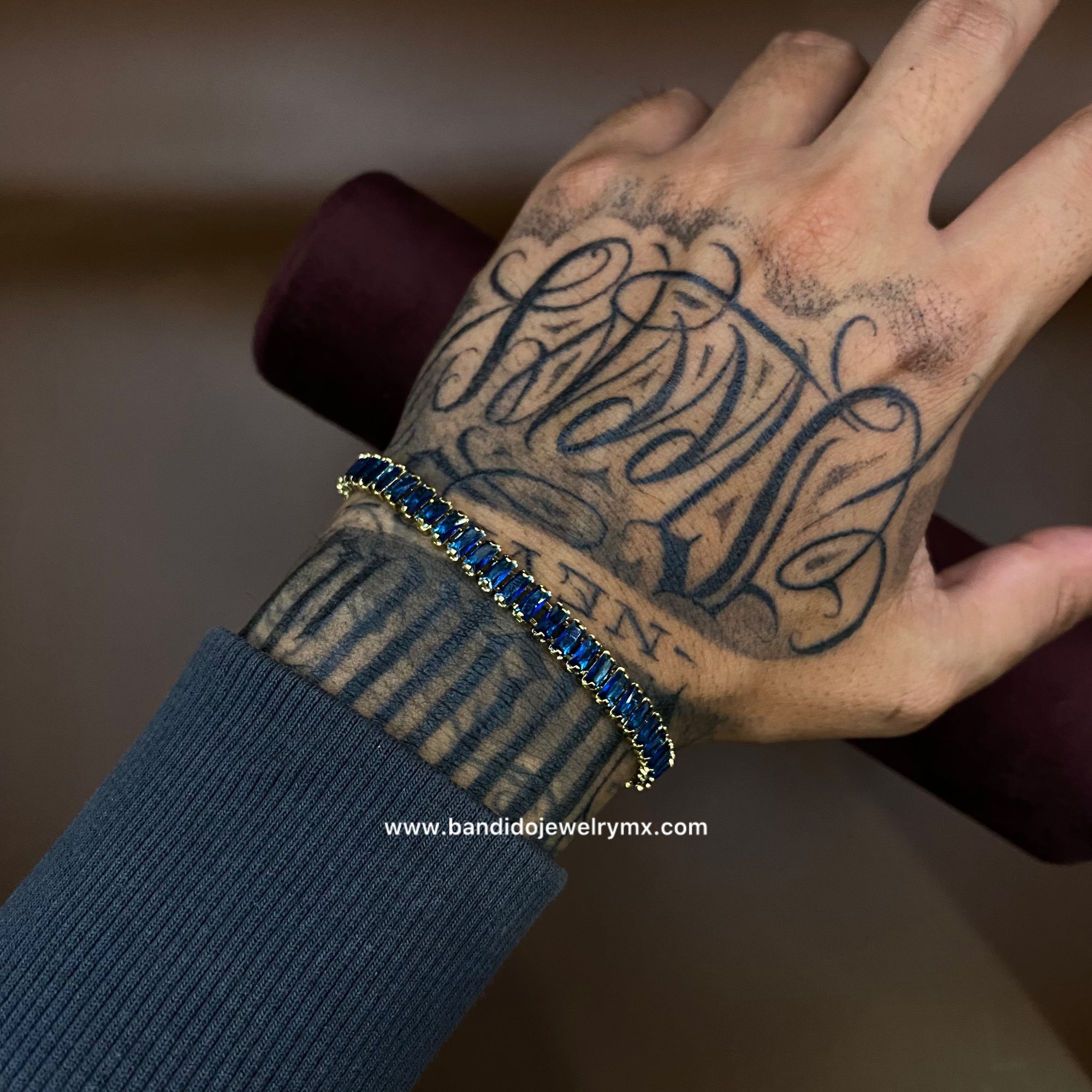 Baguette Zafiro Oro Laminado 18k