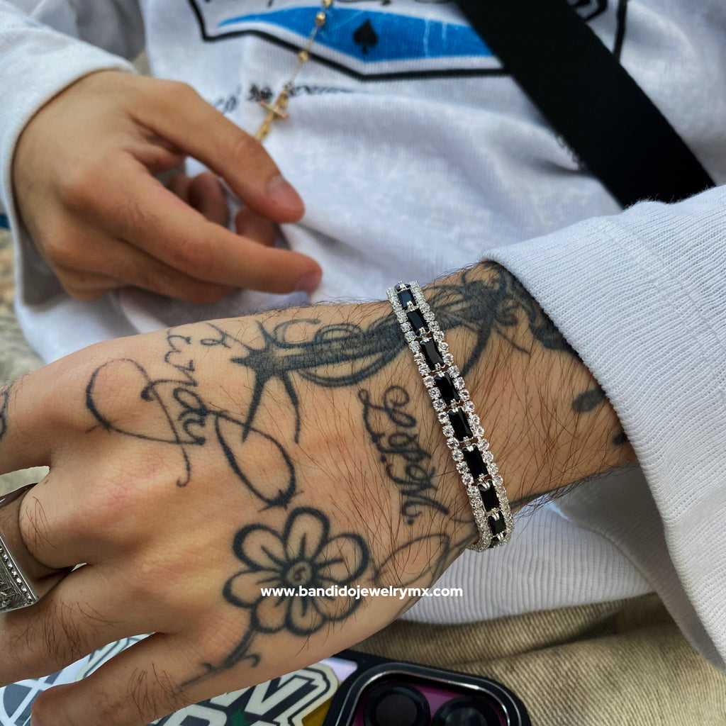 Baguette Negro Chapado Plata Ice