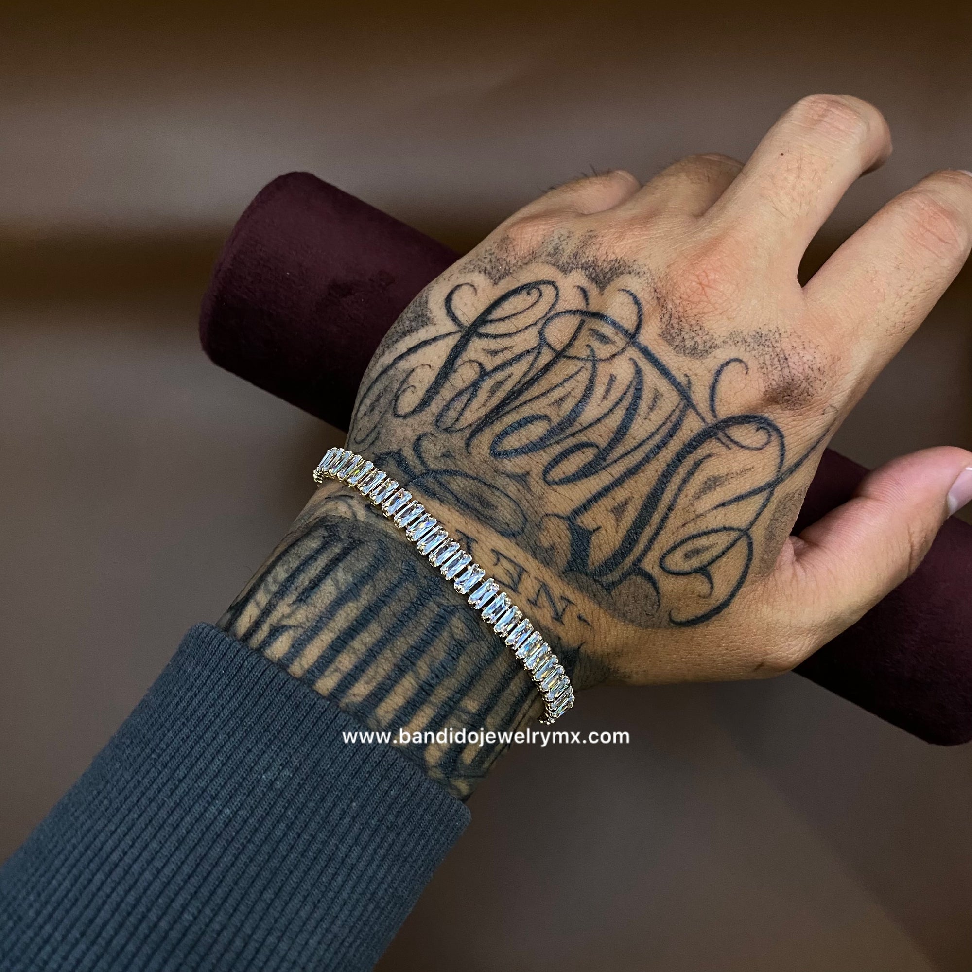 Baguette Blanco Oro Laminado 18k