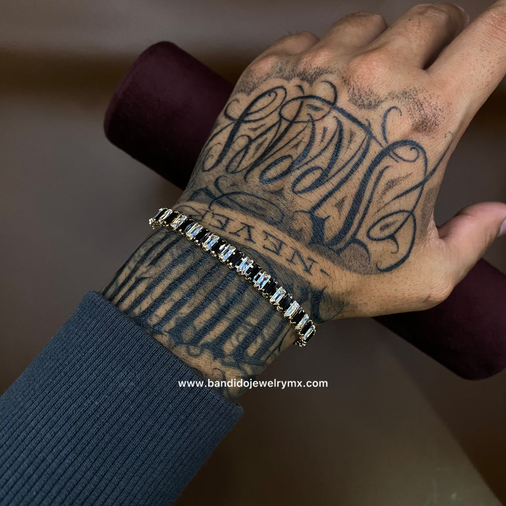 Baguette Negro/Blanco Oro Laminado 18k