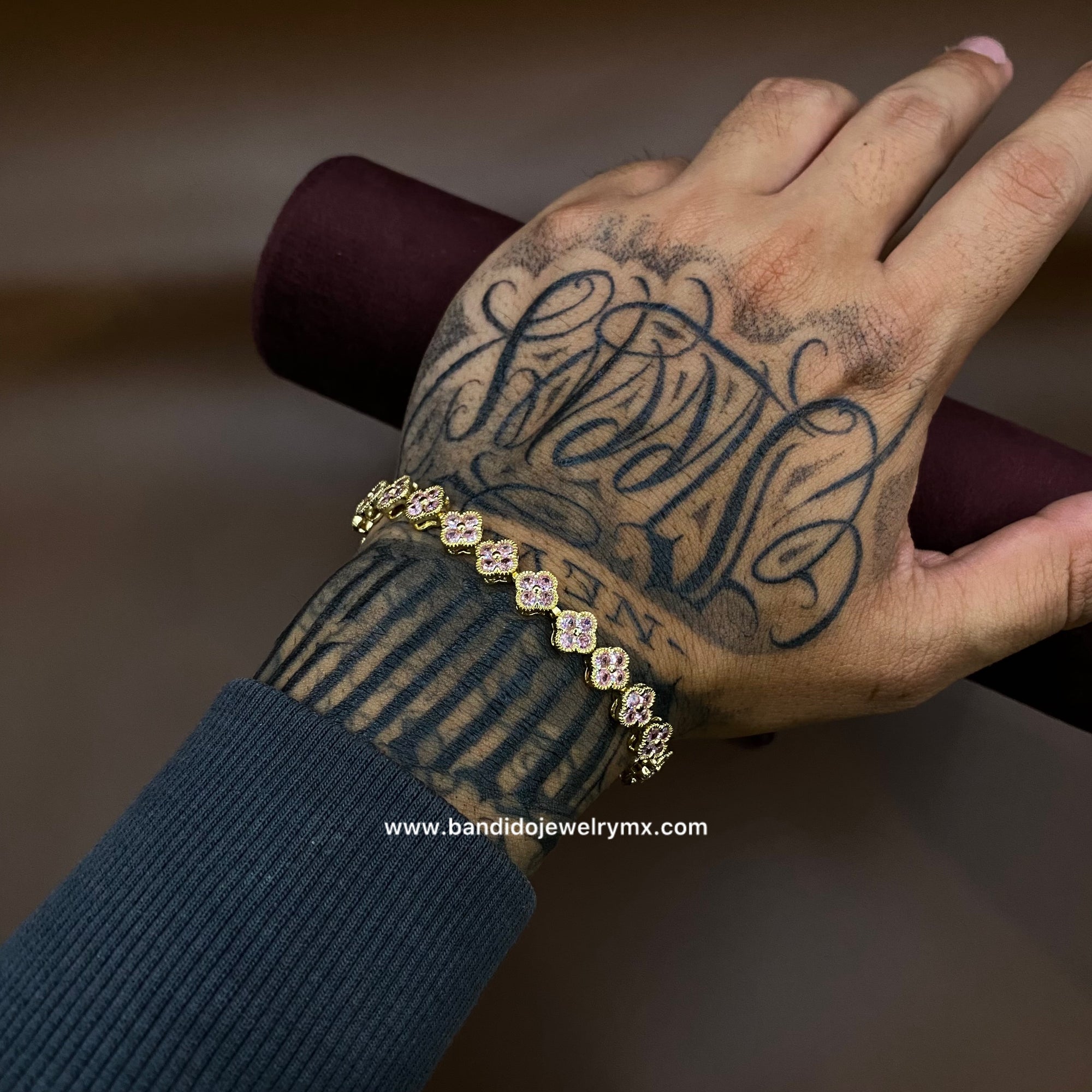 Trebol Rosa Oro Laminado 18k